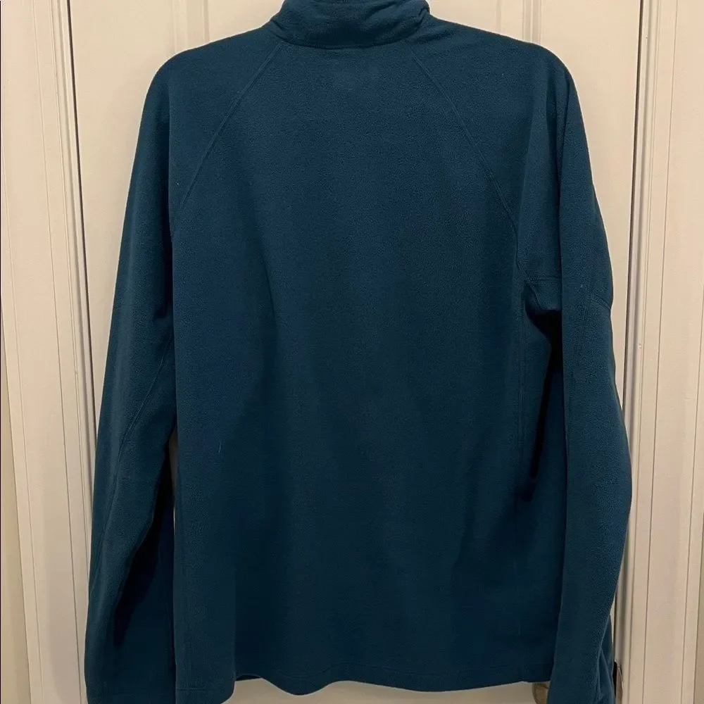 North Face Green Blue 1/4 fleece t neck LS Mens sweatshirt sweater L Flashdry